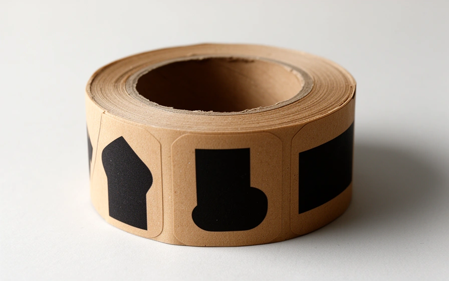 Rollo de etiquetas en papel kraft color madera