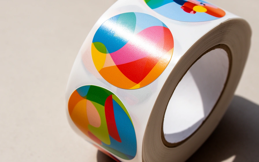 Etiquetas redondas de papel ilustración en un rollo